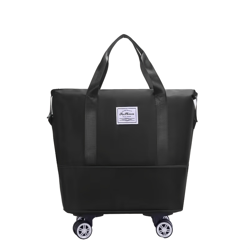 TEMU Large-capacity Travel Bag With Detachable Swivel Wheels - Expandable Carry-on, Moving, And Maternity Storage Bag