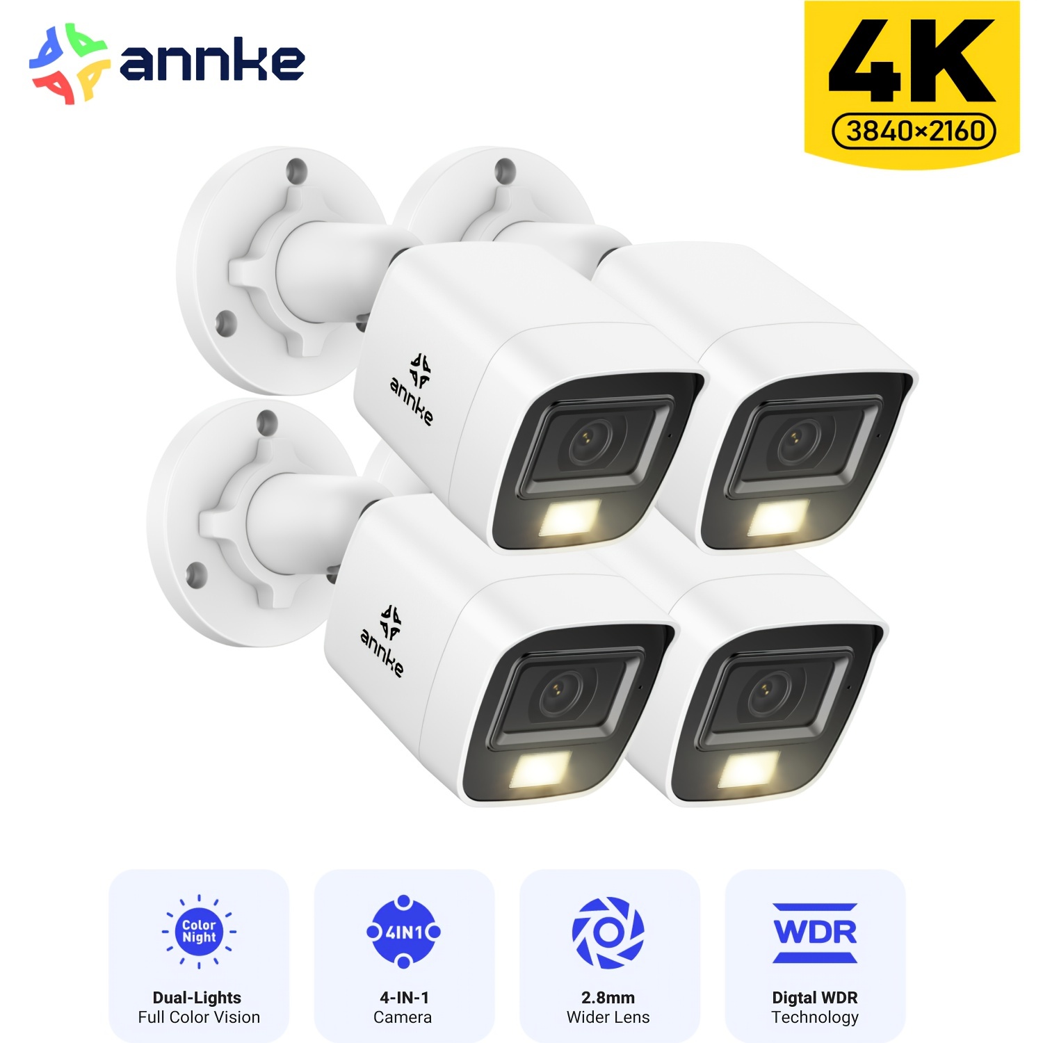 Image of Annke 4k 8mp Wired Security Camera Outdoor With Night Vision & 100ft Ir Range, 2.8mm Lens /outdoor Surveillance System, 4-in-1 Signal Output Suitable For Home, Business, Cctv Monitoring