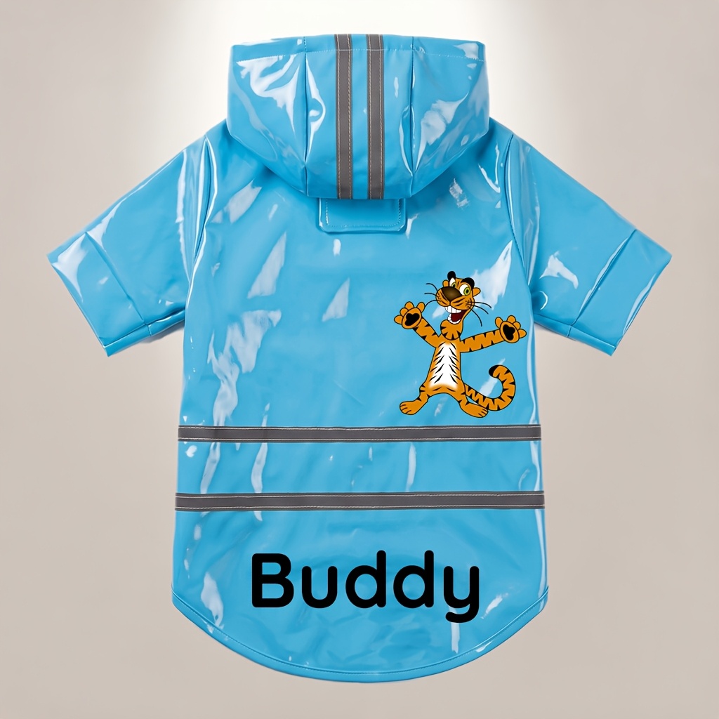 TEMU Custom Dog Raincoat, Pu Outerwear With Reflective Strip Safety Design, Pet Rainwear For Small To Medium Dogs, Windproof And Moisture-resistant