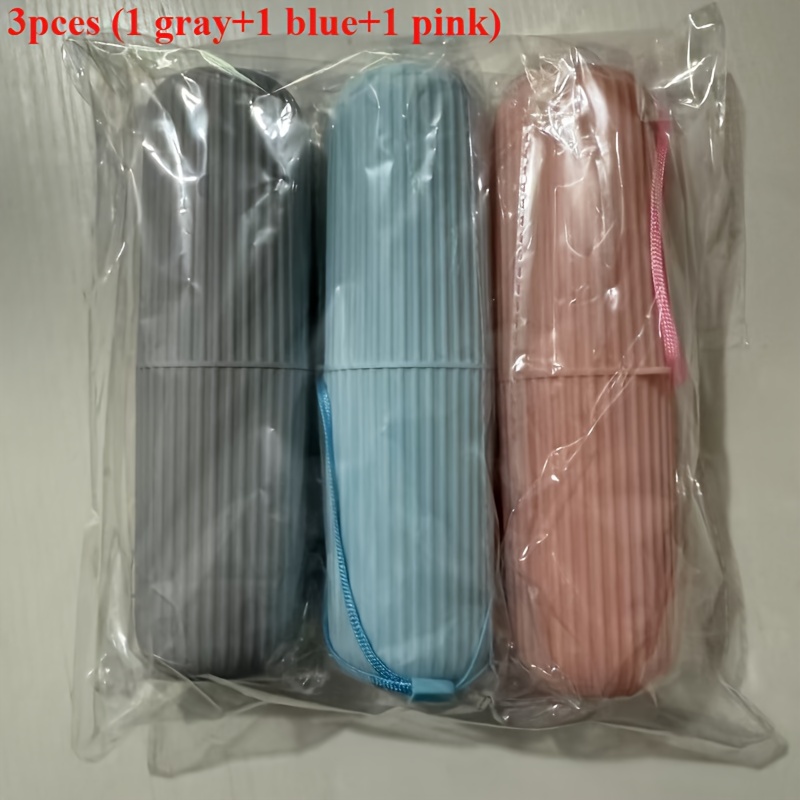 A 3pcs Travel Toothbrush Set, Equipped With A Portable Storage Box, Rinsing Cup, And Toothpaste Holder, Designed To Be Compact And Elegant, Making It An For Oral Care While Traveling