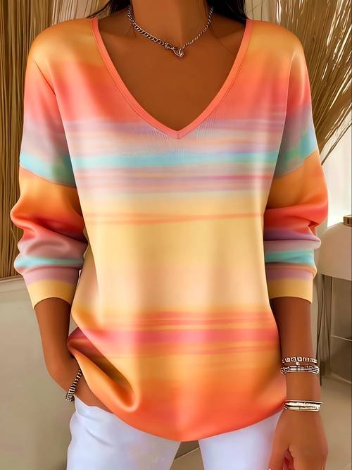 plus size plus size plus size womens gradient print long sleeve casual top