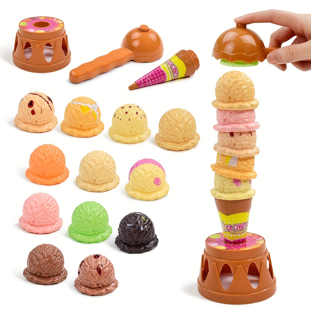 

Festive Ice Cream Playset: Hand-eye Coordination Toy For Kids 3+ Years Old - Includes Scoops, Cones, And More!