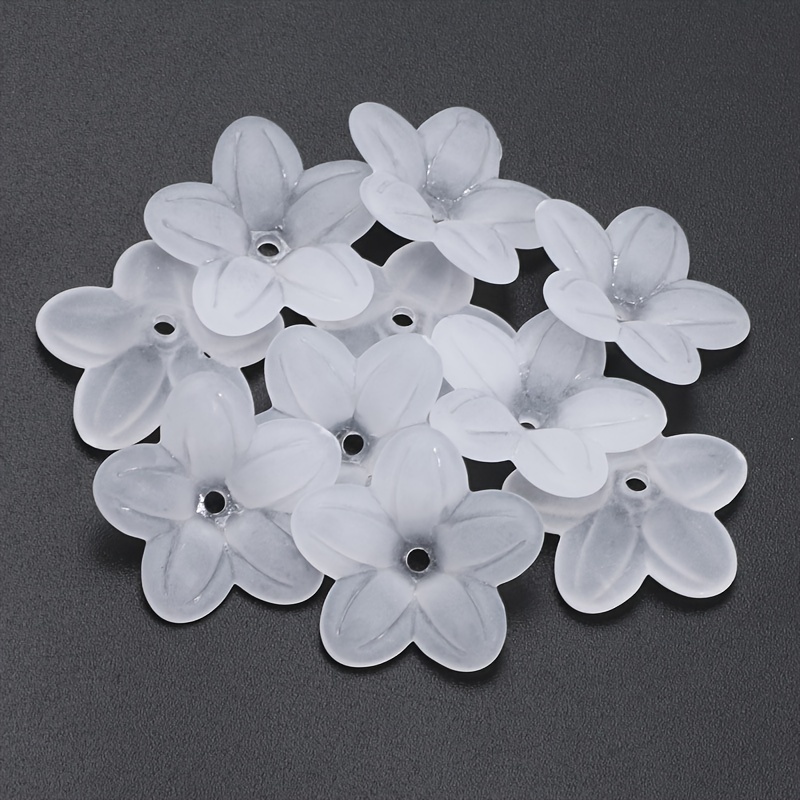 

20mm 100pcs Frosted White Acrylic Flower Beads