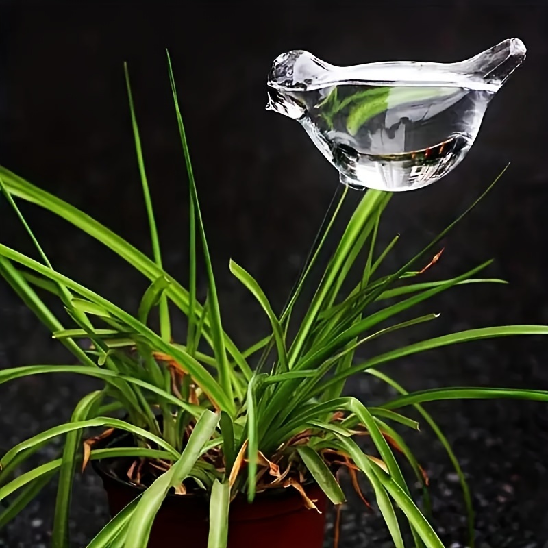5pcs Bird-Shaped Self-Watering Globes - Automatic Flower Watering System with Drip Tray, Ideal for Home Garden, Balcony Succulents & Shower Plants, Durable Plastic Design, Plant Watering System, Balcony Gardening, Elegant Bird Design, Transparent Material