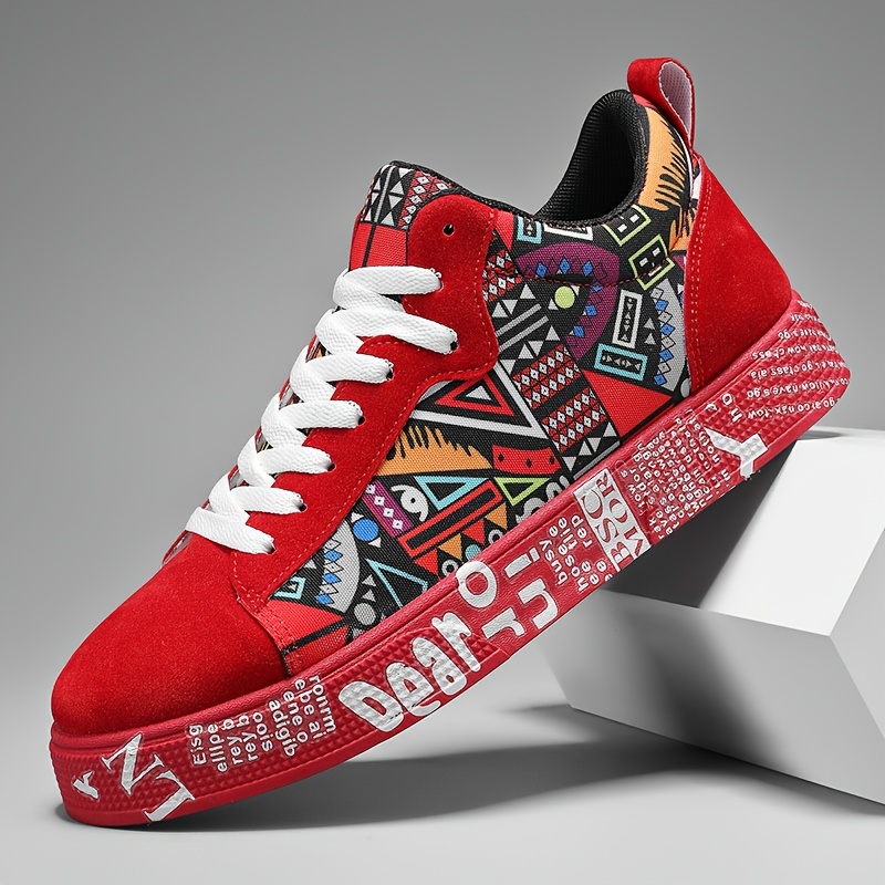 TEMU Men's Breathable Road Running Sneakers, Graffiti , Couple's Shoes, Valentine's Day And Birthday Gift, Comfortable Footwear, Round Toe Design,