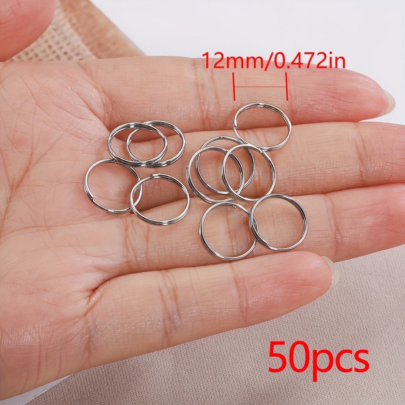 50pcs/lot Metal Keyring Blank Circle For Diy Keychain Jewelry Making 6-20mm Key Holder Split Ring Connector Accessories