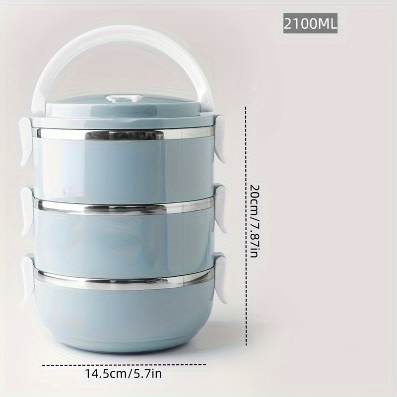 TEMU Stainless Steel Lunch Box Set - 1 Tier Insulated Bento Box With Lid, Hand Wash, Cylindrical Shape, Manual Operation, For Office, School, Camping, Picnic Kitchen Storage Container (1400ml)