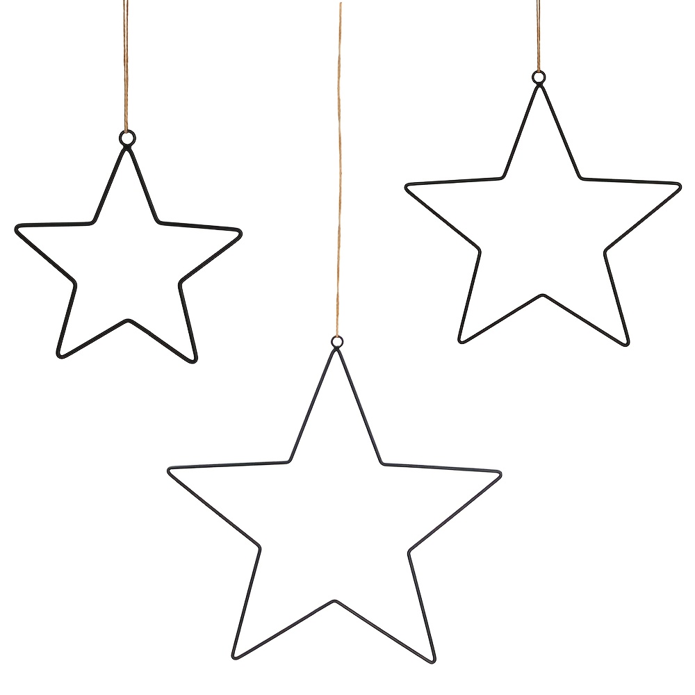 TEMU Nordischer minimalistischer Fünfzackiger Stern-Hängeschmuck aus Eisendraht, ausgestanzter Metallstern-Wandbehang, Weihnachtsfeiertags-Dekoration