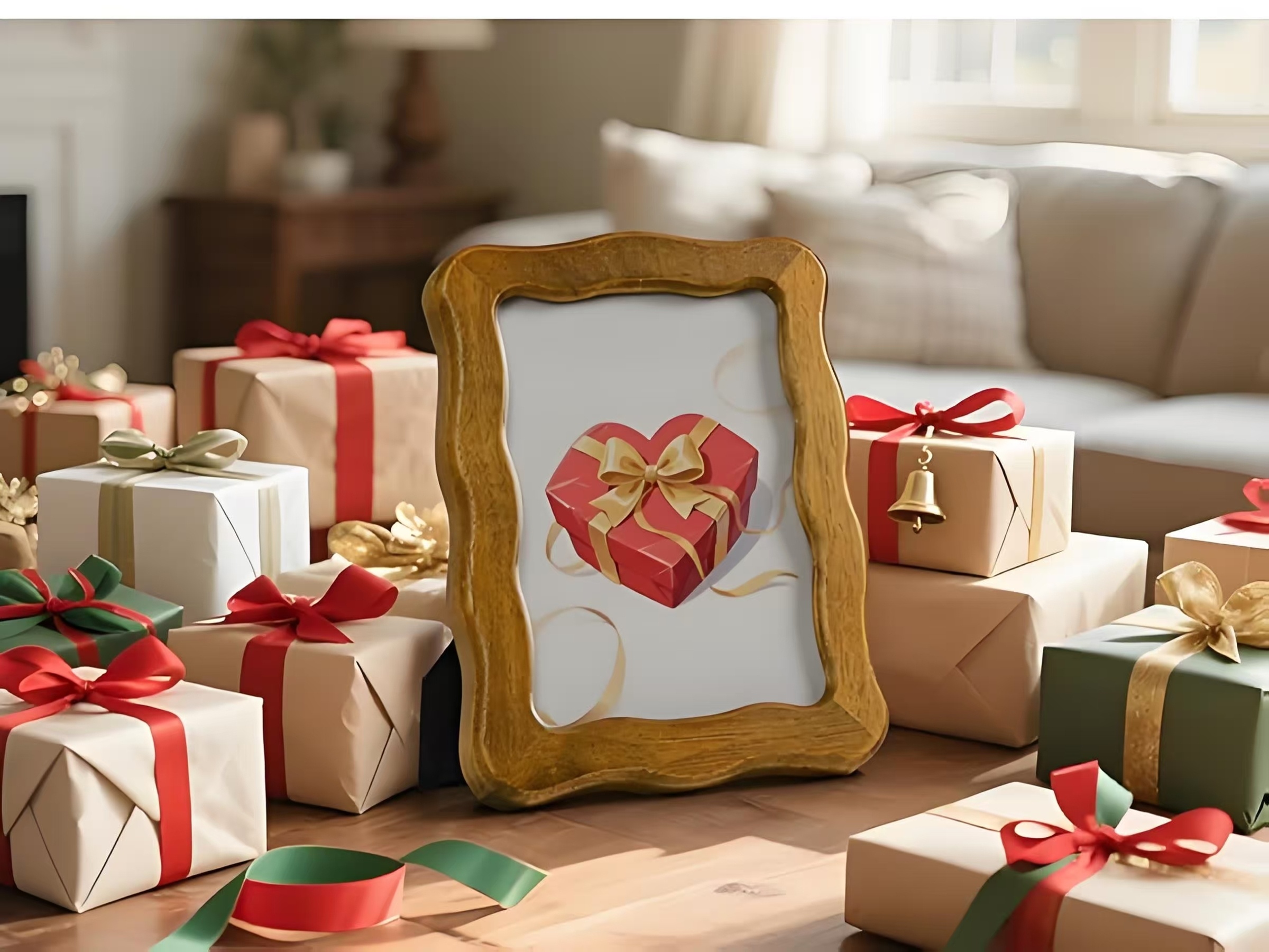 5x7 Picture Frame, Display Pictures 5x7, Wavy Edge Wood Photo Frame for Tabletop and Wall Hanging, with Clear Glass for Vertical or Horizontal Display, Rustic Brown, 1 Pack