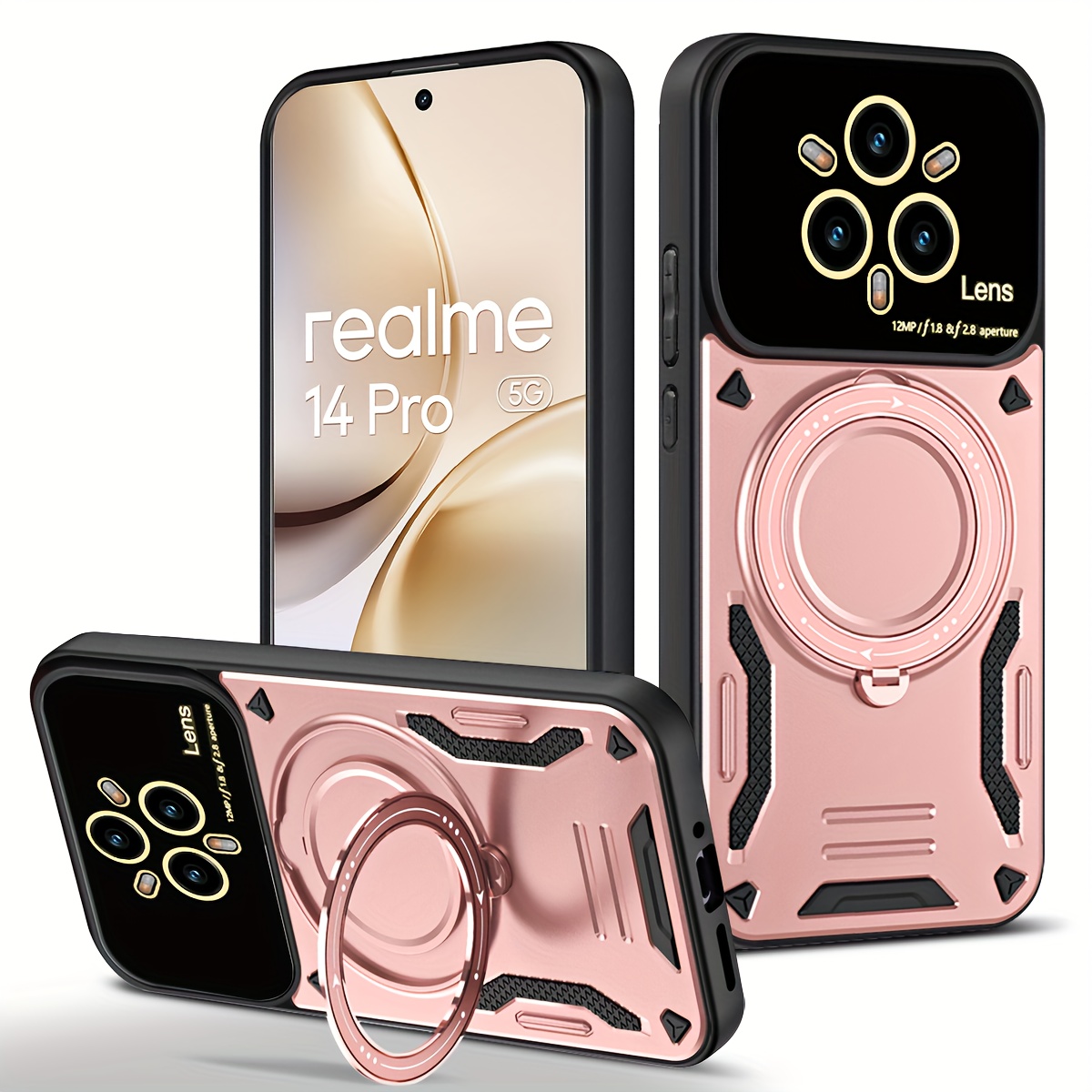 TEMU Phone Case - Fashionable Portable Design, 360 Degree Rotatable Bracket Case, Suitable For Realme 14 Pro And Realme 14 Pro  5g Phone Case,