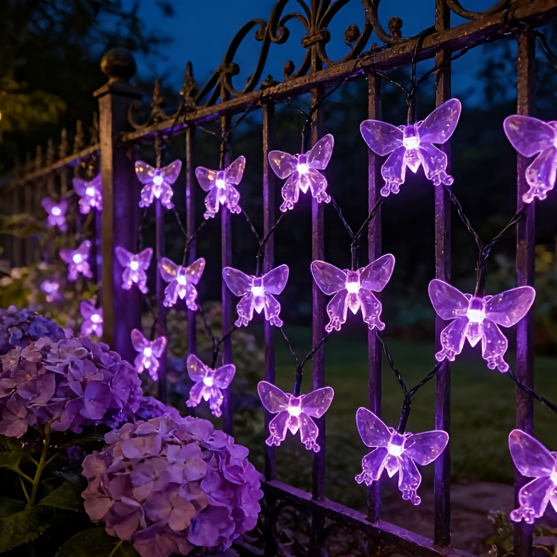 TEMU Solar Purple String Lights Outdoor Garden Decorative Lights 8-mode Ambient Colorful Lights Tree Hanging Festival Night Light Halloween