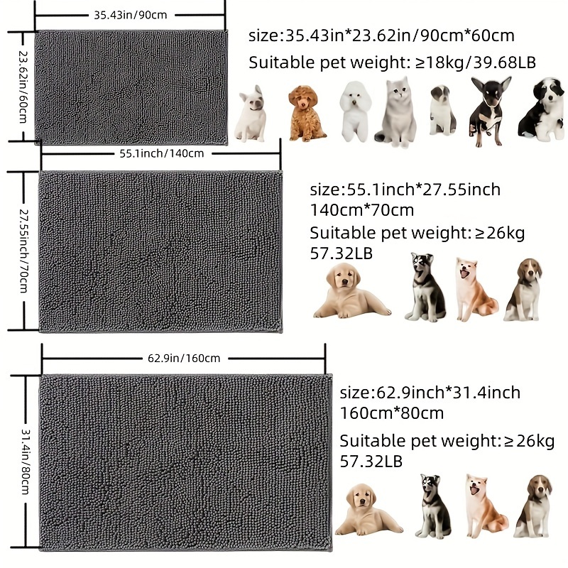 TEMU Dog Door Mat For Muddy Paws, Absorbs Moisture And Dirt, Absorbent Non-slip Washable Mat, Quick Dry Microfiber, Mud Mat For Dogs, Entry Indoor