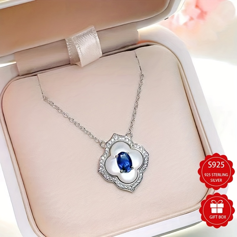 TEMU S925 Silver Sparkling Light Luxury Simple And Elegant Clover Beimu Pendant Valentine's Day Gift For Girlfriend And Wife Suitable For And To Wear