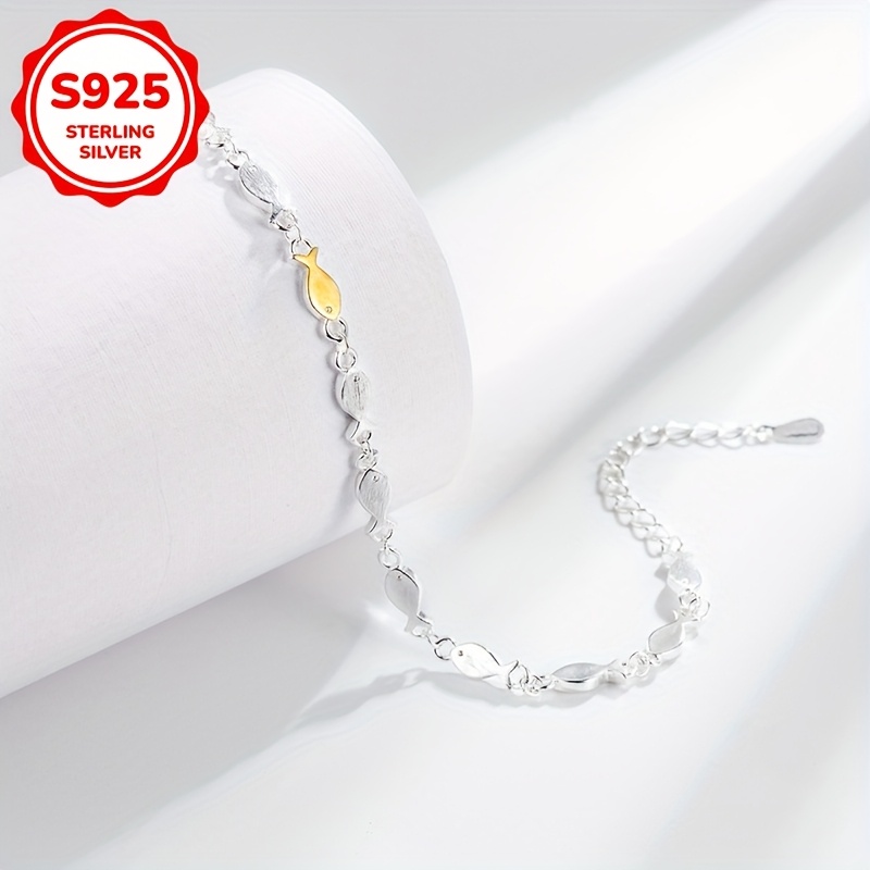 S925 Silver Two Spliced Fish Bracelet