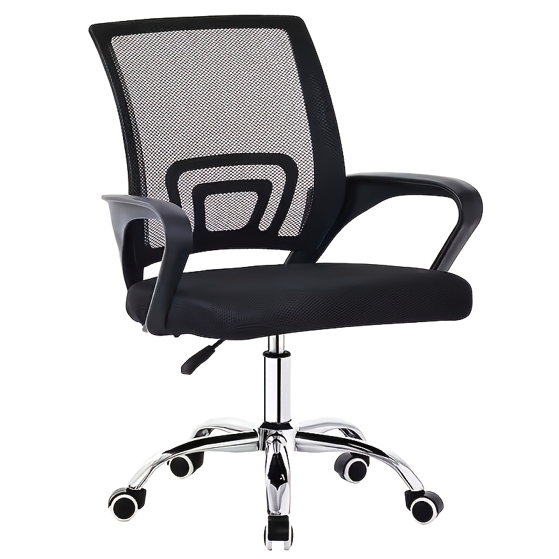 mesh     chair adjustable ergonomic computer work chair with rotating wheels and lumbar support armrests suitable for home office work and study black