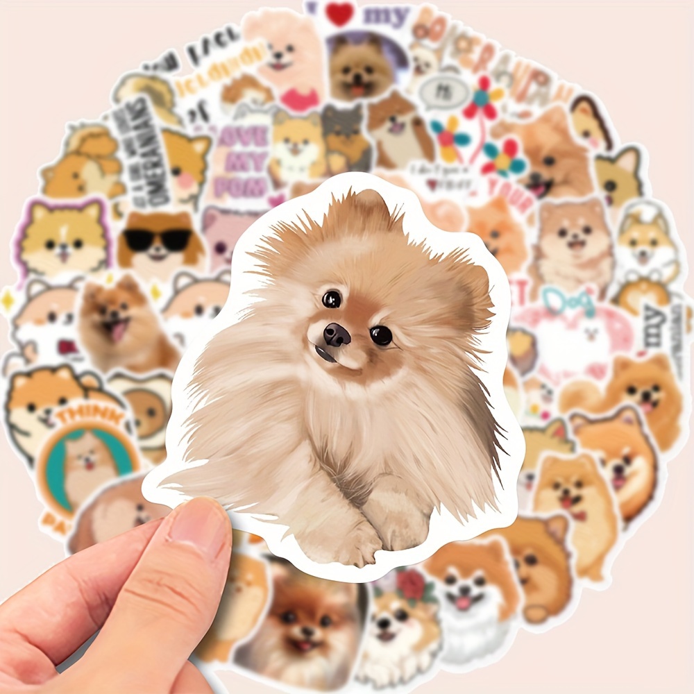 

Set Of 50 Pomeranian Vinyl Stickers, Waterproof Dog Decals For Laptop, Phone, Water Bottle, Guitar, Luggage Decoration, Durable And Adhesive, No Power Required – White