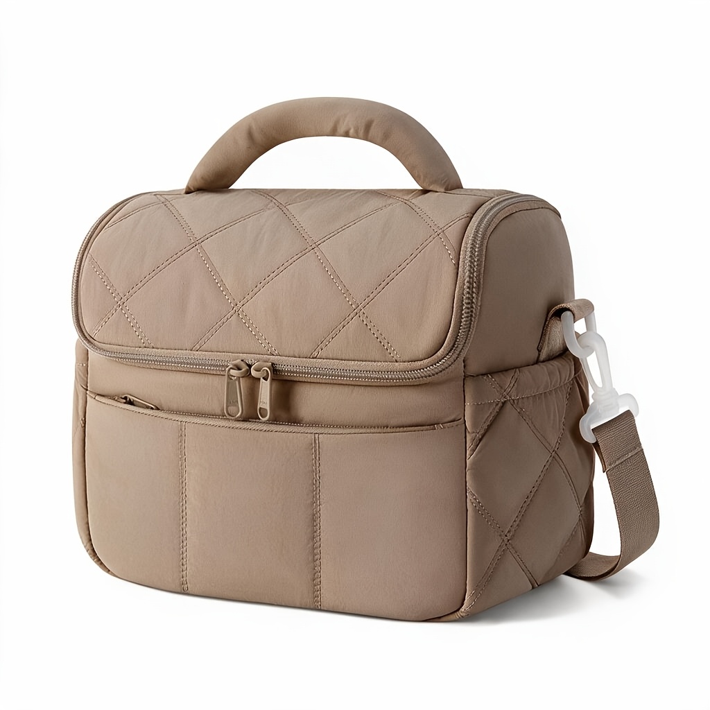 TEMU RAINSMORE Sac à Lunch Thermique Matelassé pour Femmes, 6.7L Sac Isotherme Long, Boîte à Lunch Portable avec Bandoulière Amovible Réglable pour ,
