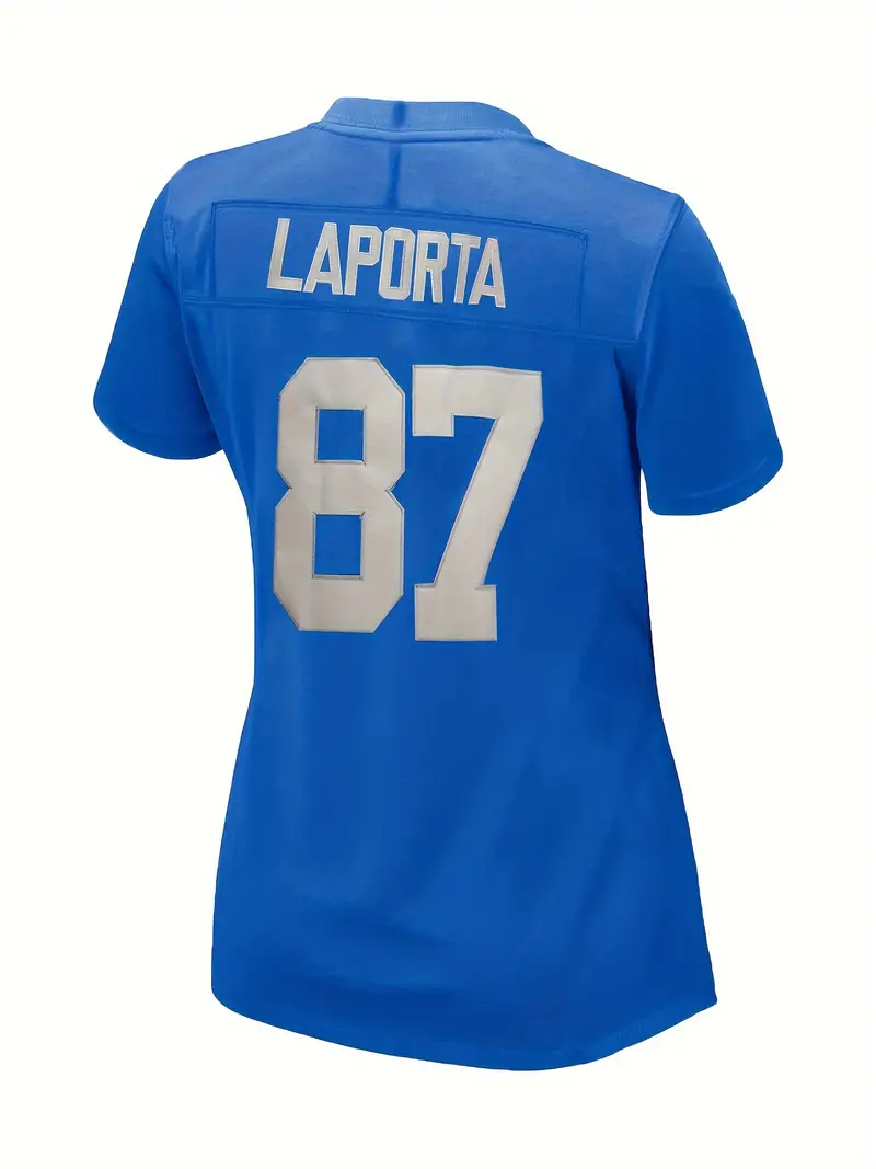 Camisola De Futebol Americano * Número 87 Para Mulheres, Com Letra Bordada,  Decote Em V E Mangas Curtas. T-shirt Desportiva Clássica Adequada Para Uso
