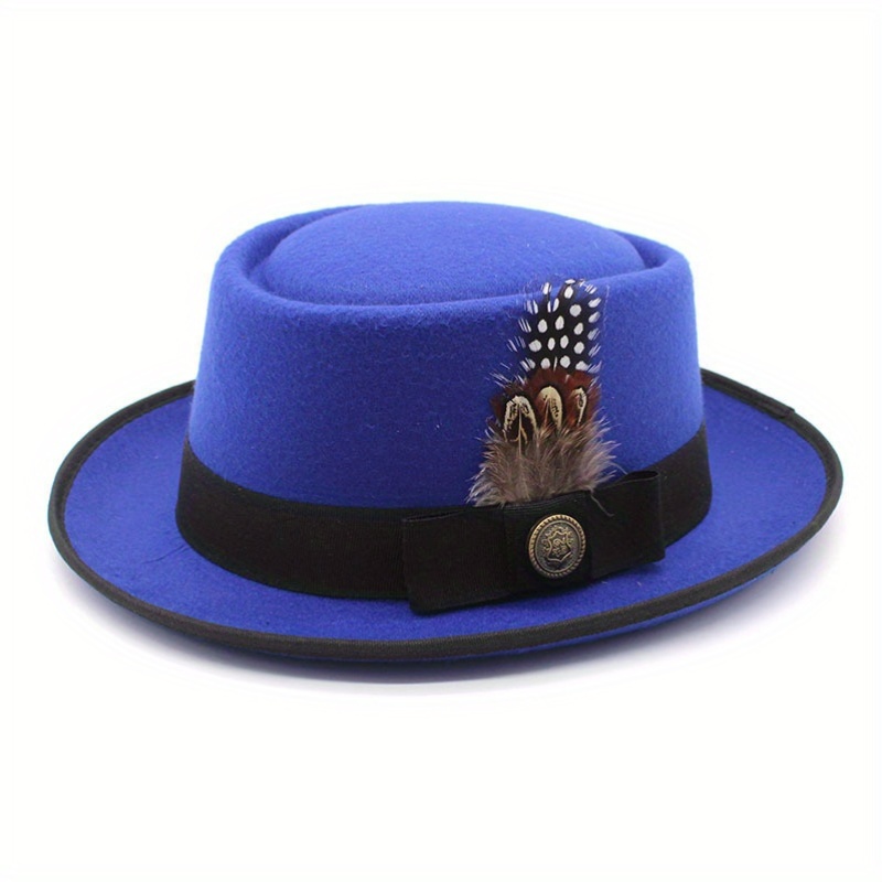 Vintage Royal Blue Wide Brim Wool‎ Felt Hat with Black Trim Occasion Formal I just added a new item to eBay, Vintage Royal Blue Wide  main image 3