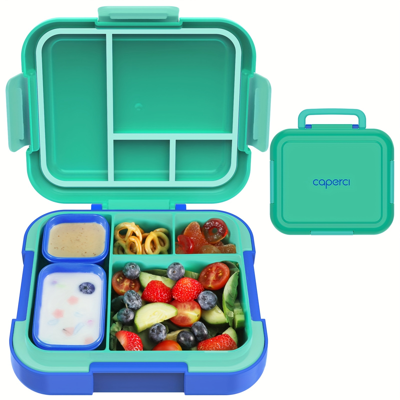 

1pc, Bento Box- Larges Lunch Box With 2 Modular Containers - 4 Compartments, Leak-proof, Portable Handle, Microwave/dishwasher Safe, Bpa-free