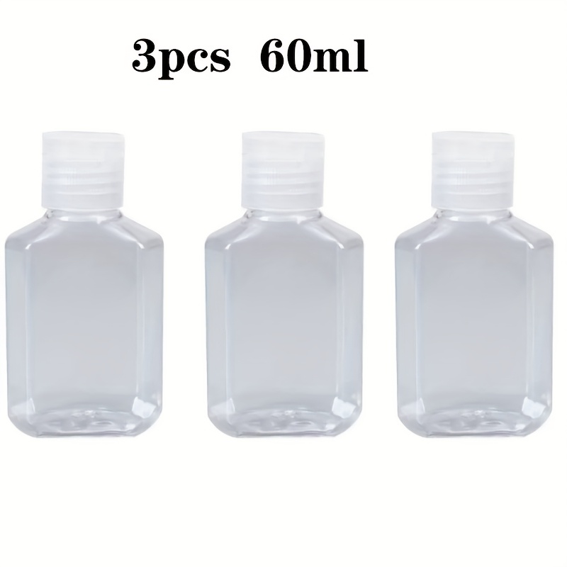 E-shop 30ml/60ml 3 Stück Auslaufsichere Reiseflaschen, Großvolumige Nachfüllbare & Transparente Plastikbehälter mit Verschluss für Lotion, Ätherische