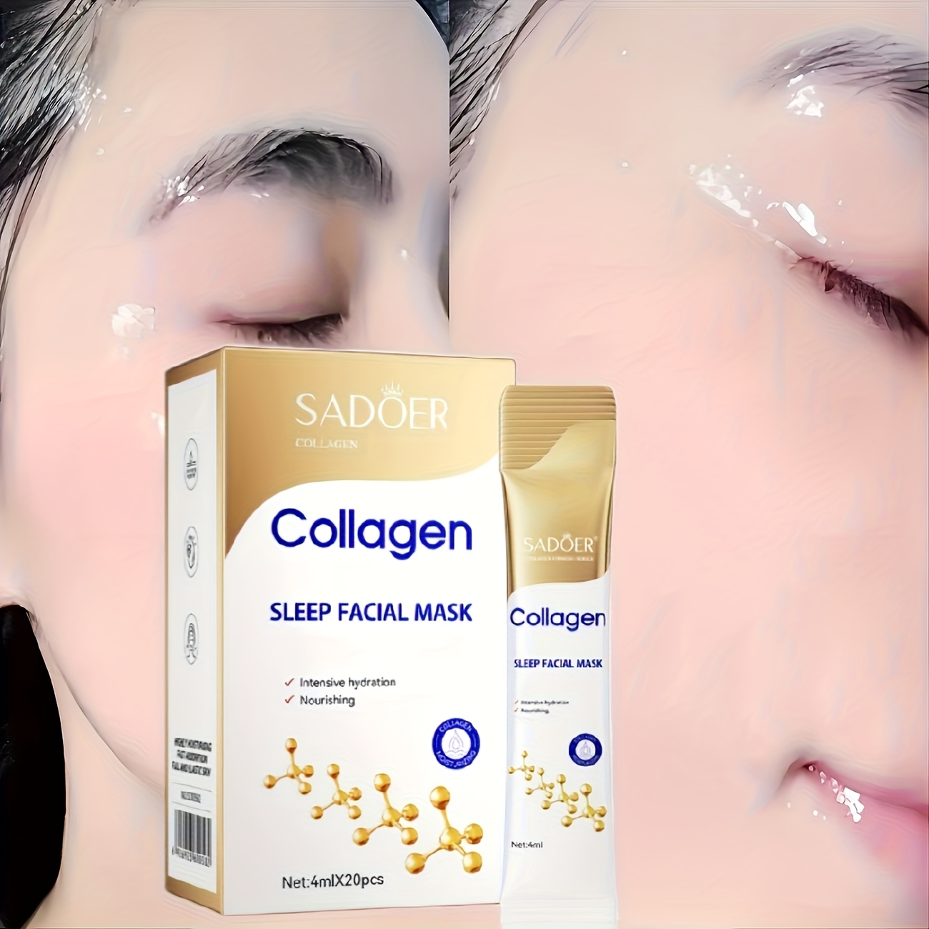 20pcs Collagen Overnight Mask with Niacinamide - Elastic Moisturizing Care, Firming Sheet Masque for Hydration and Tightening