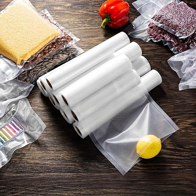 tear resistant vacuum sealer bags 3 rolls plastic   storage for fruits vegetables meats no power required prolongs freshness details 0