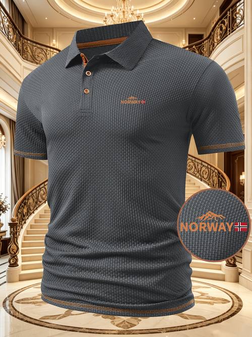 item picture a6 3071 mountain norway flag quick dry mens waffle knit shirt textured short sleeve casual short sleeve golf shirt breathable summer golf t shirt for office vacation outdoor use fathers day gift
