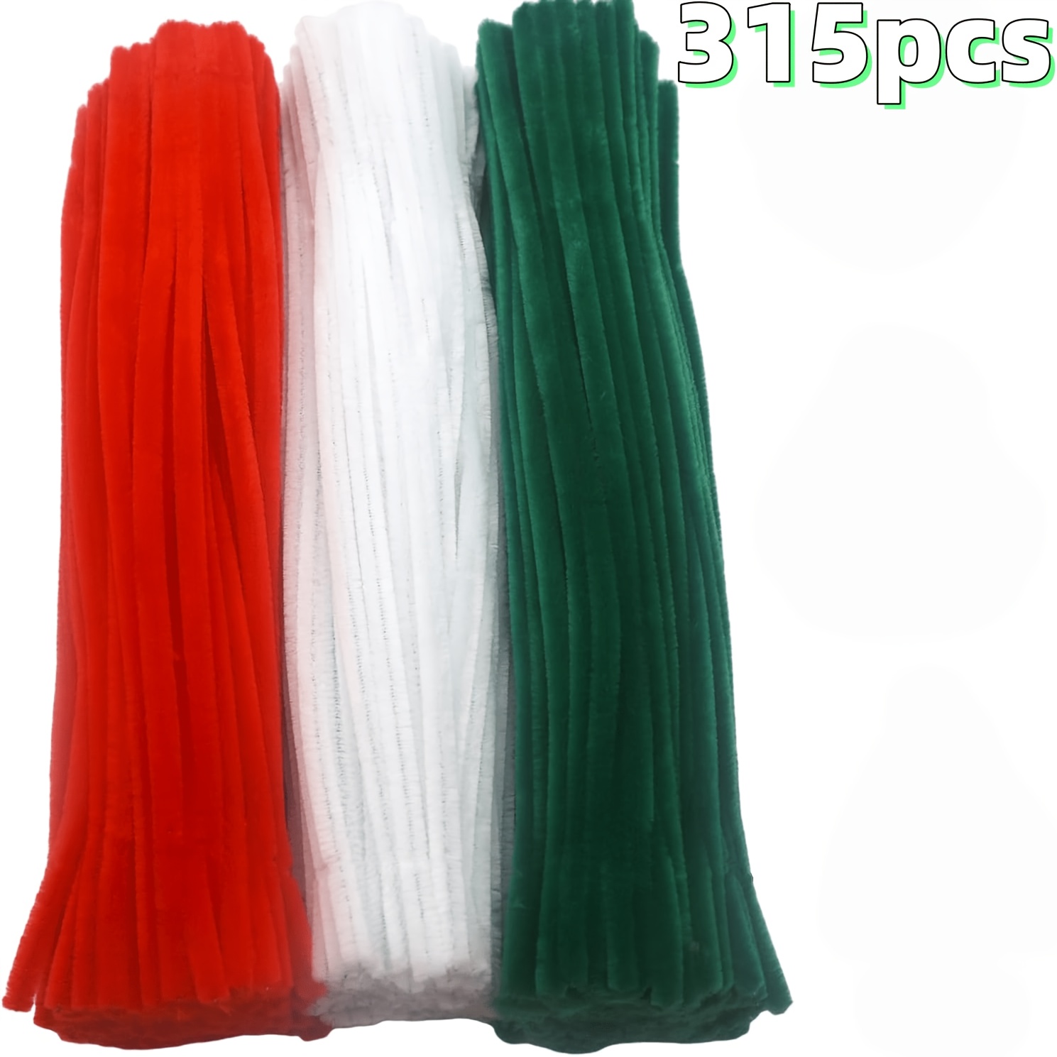 TEMU Set da 315 pezzi di scovolini per fai da te, colori natalizi, scovolini spessi e lanuginosi in gambo di ciniglia per progetti fai da te di fiori