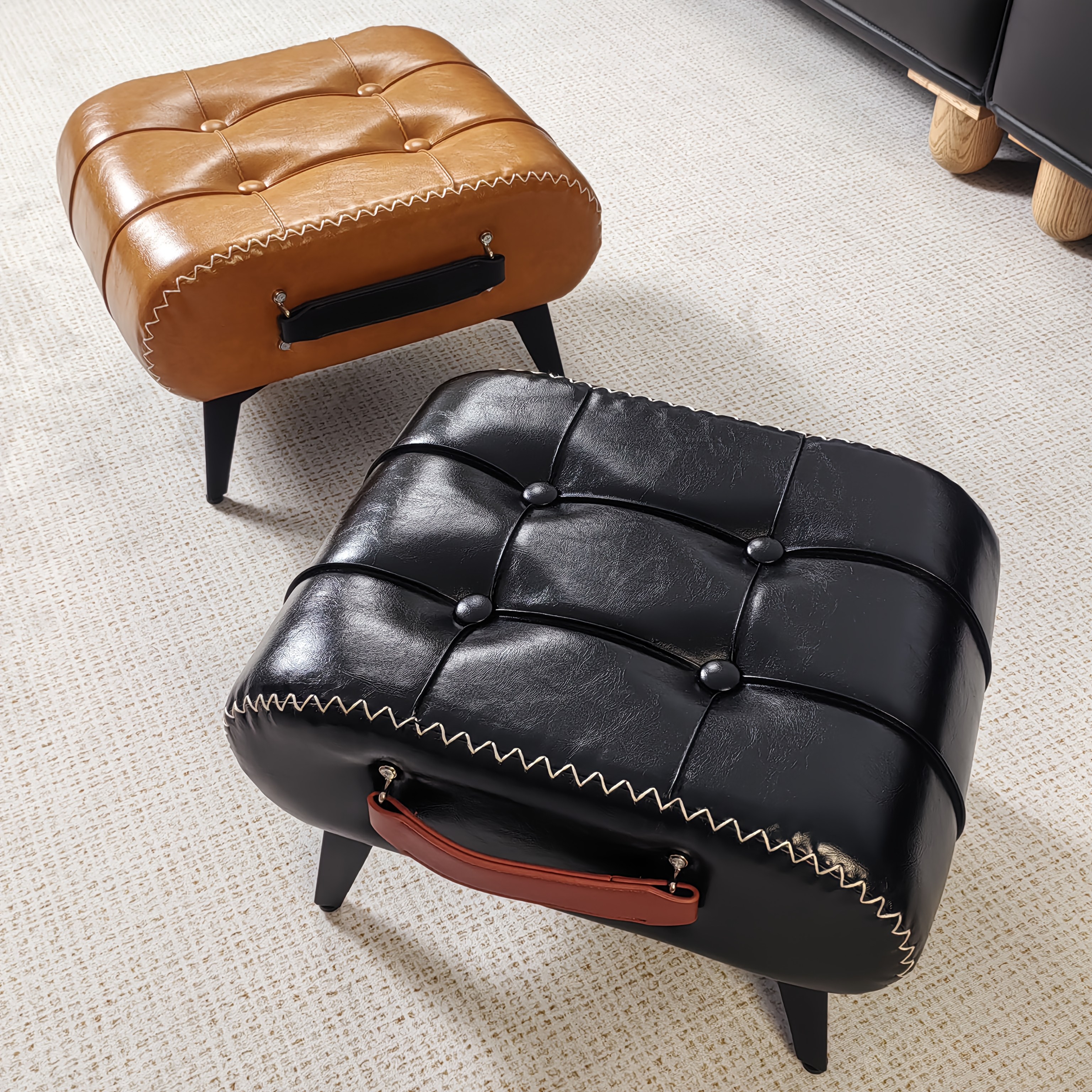 living room entryway shoe cabinet foyer stool synthetic leather sofa stool shoe changing stool Product details 1