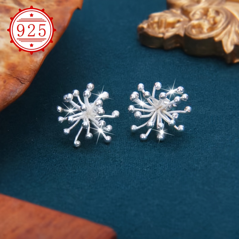 925 Silver Dandelion Fireworks Ear Studs Pair Pack