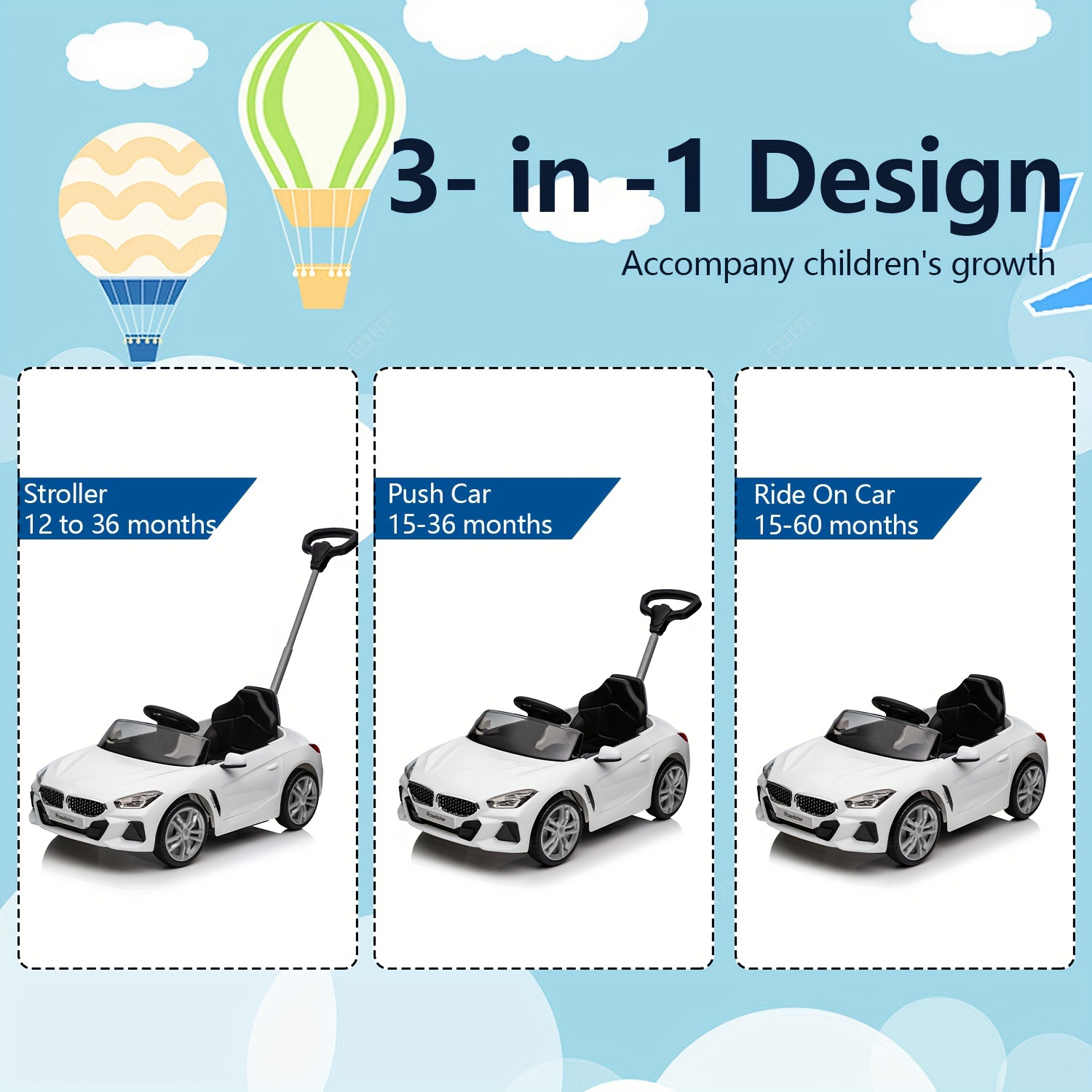 push ride on car for toddlers1 5 toddler with adjustable push rod horn music silent wheel for stroller substitute details 5