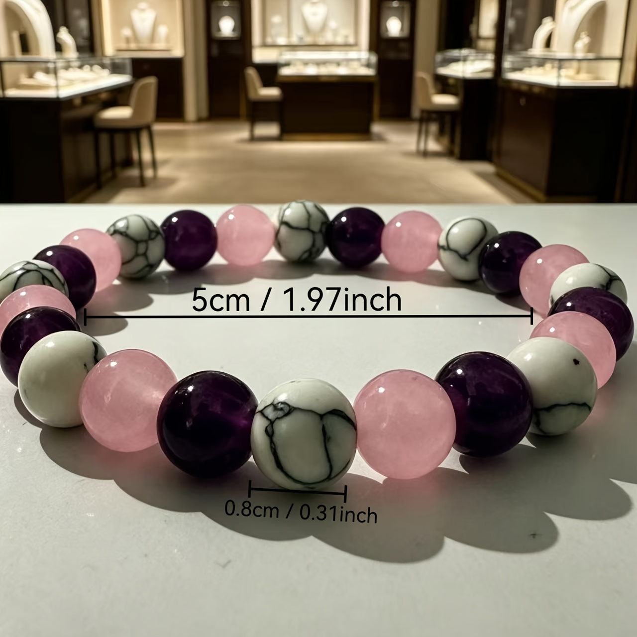 Natural Turquoise & Agate Bracelet, Multicolor Beads for Women