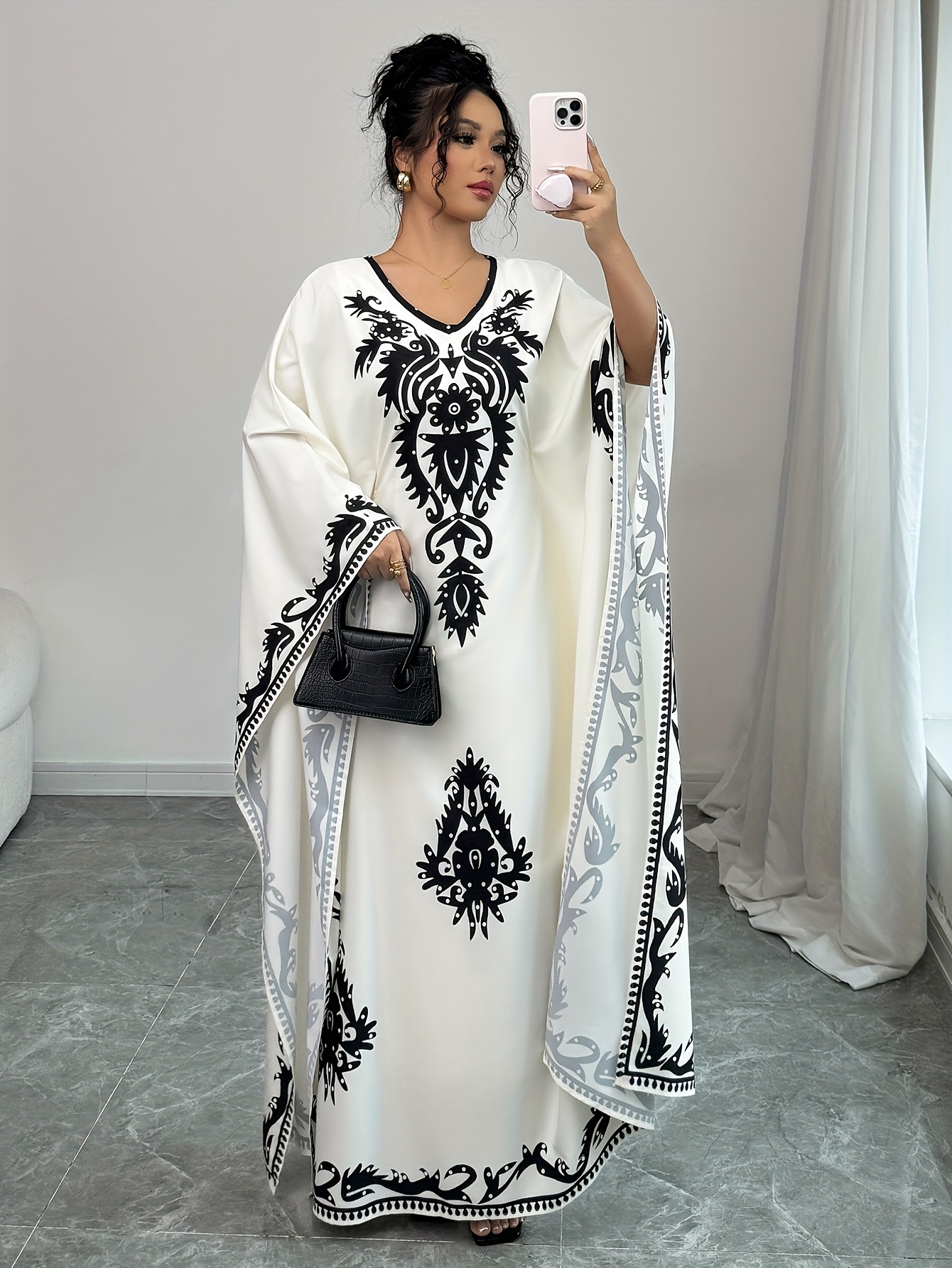 abaya kaftán turca mujer elegante negra Temu Colombia