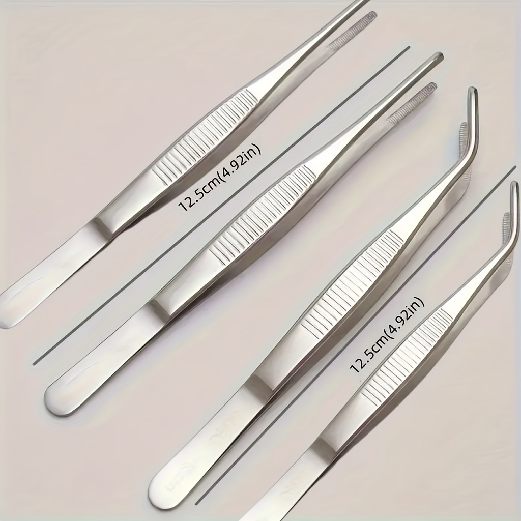 Image of 4pcs Precision Stainless Steel Tweezers Set, Ideal For Crafts, Artwork, And Laboratory/gardening – Durable & Reliable