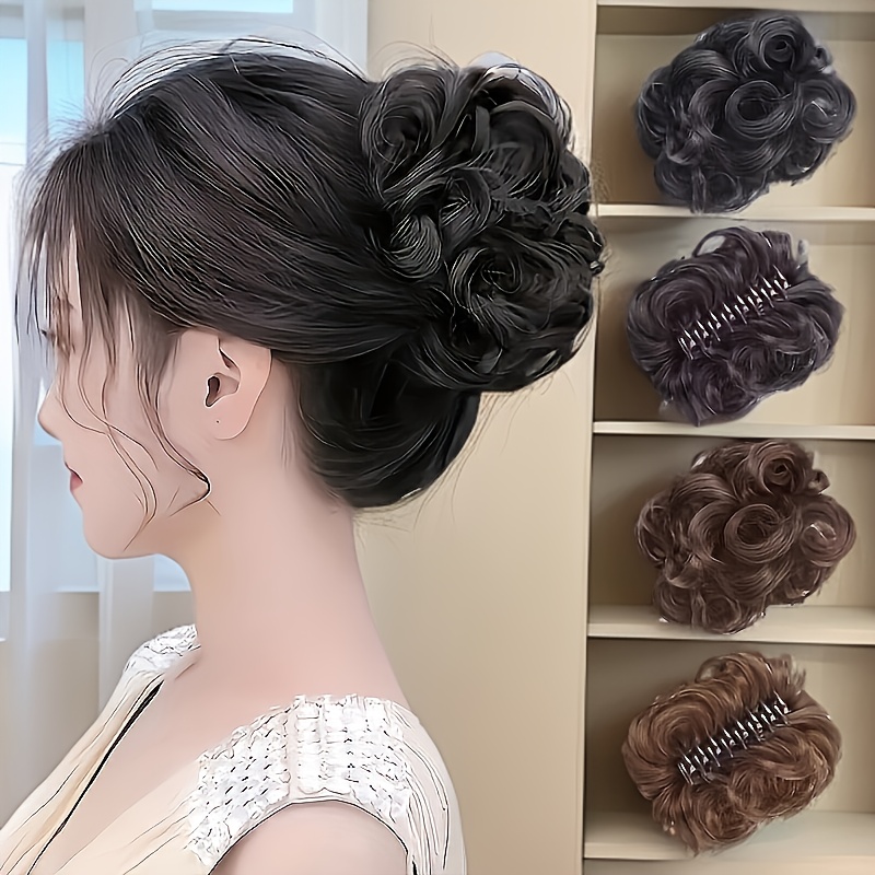 

Single Piece Minimalist Acrylic Wig Hair Rope For Women, Messy Curly Updo Ponytail Extension Scrunchie, Short Curly Synthetic Hair Accessory With , Polyresin Material, For 14+