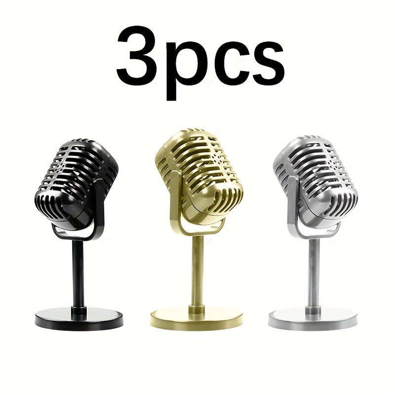 

3pcs Retro Microphone Props Simulation Vintage Microphone Props Home Party Bar Ornaments Photography Studio Shooting Prop