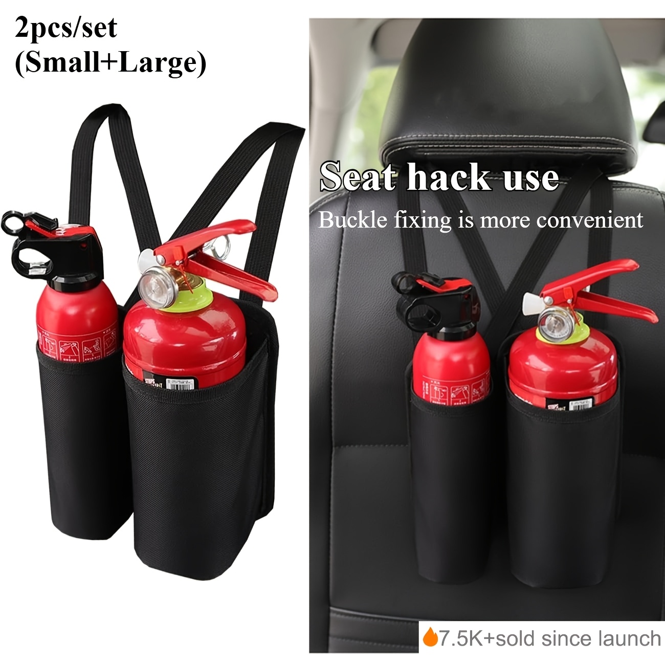 2pcs Set Multifunctional Car Seat Back Organizer - Emergency Fire Extinguisher & Cup Storage Pouch, Universal Vehicle Storage Solution, Car Accessories, Storage and Organization