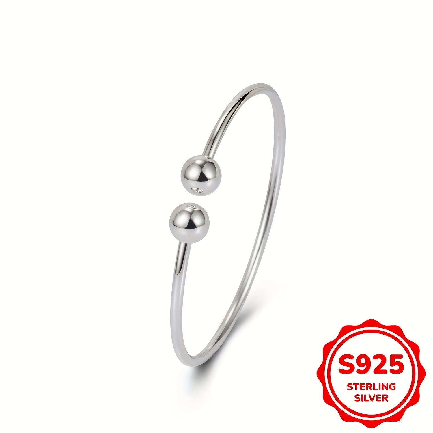 

Bracelet en argent sterling 925, design avec double balle, un ornement féminin