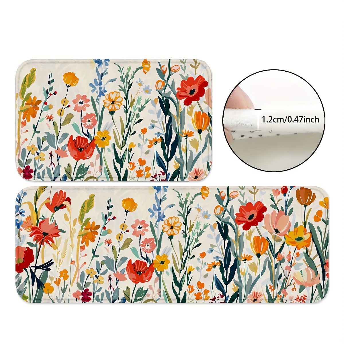 

1/2pcs, Wild Flowers Floral Kitchen Mat, Kitchen Carpet Rugs For Kitchen Floor, Kitchen Mats For Floor, Kitchen Rugs, Non Slip Kitchen Runner Rug, Home Decor, Room Decor