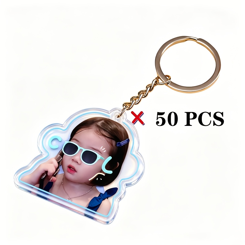 TEMU 50pcs Custom Photo Acrylic Keychains. Women's Keychains, Christmas - Personalized Double-sided Car Bag Keychains, , Durable Acrylic Material,