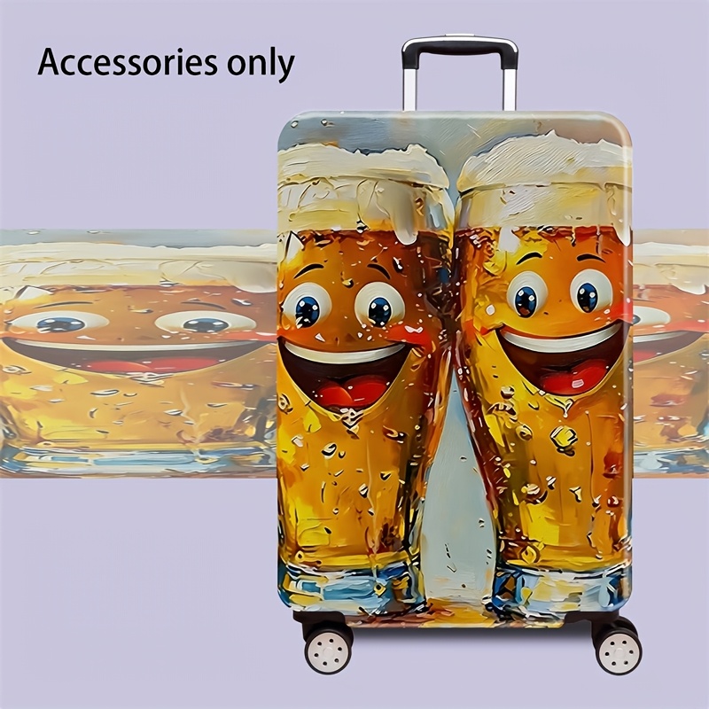 TEMU Travel Essential - Beer Glasses Pattern - High Elasticity Dustproof , Scratch-resistant Protective Cover For 45.72-81.28cm Suitcases, Suitable