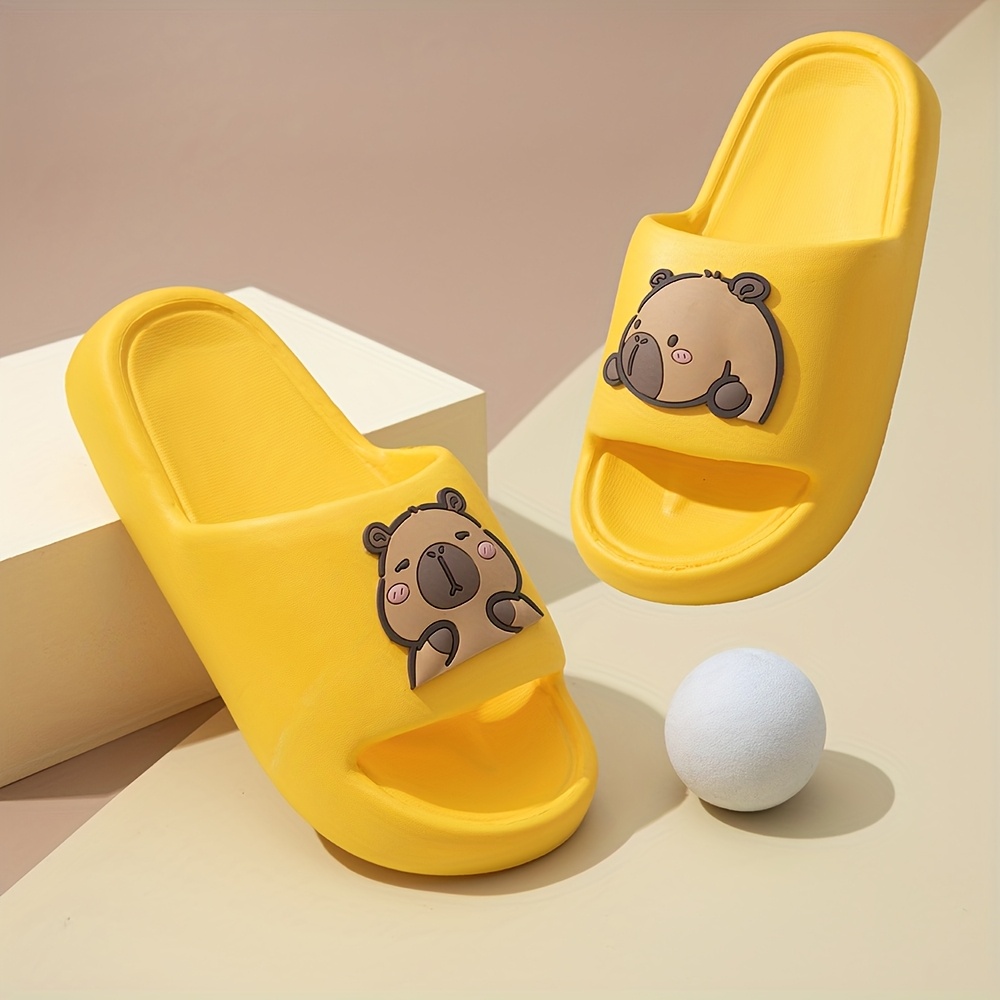 Kids' Cartoon Solid Color EVA Slippers - Breathable, Slip-On Indoor Home Sandals for Boys and Girls, Spring/Summer Casual Bathroom Shower Shoes, Cute Shoes