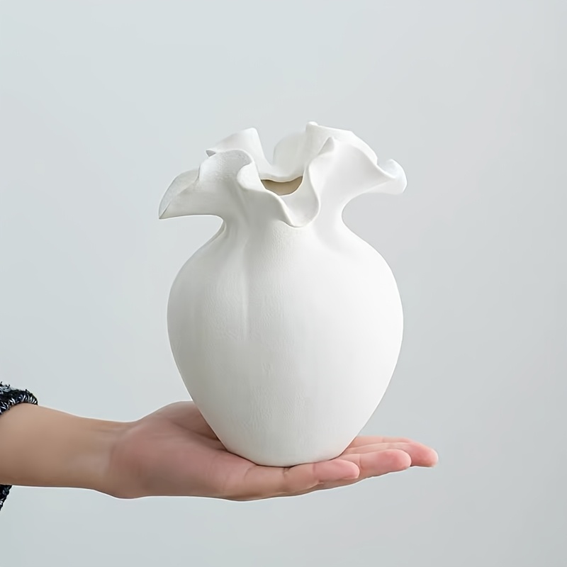 1pc Handmade Ceramic Vase, Living Room Ornament, Vintage High-end Decorative Flower Vase