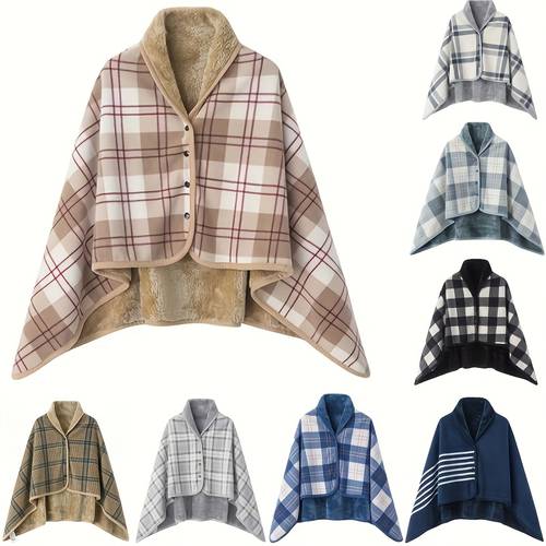 item picture japanese multifunctional wearable shawl wearable blanket shawl plush lazy casual office throw thickened for winter suitable for office and sofa use