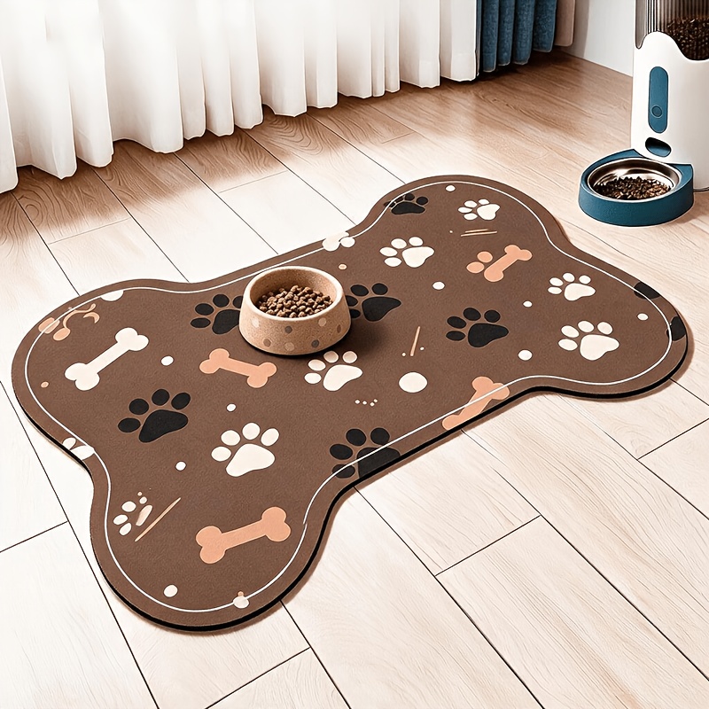 TEMU Tapis d'alimentation pour animaux de compagnie d'os pour chats et chiens, tapis de gamelle antidérapant anti-éclaboussures et anti-déversement,