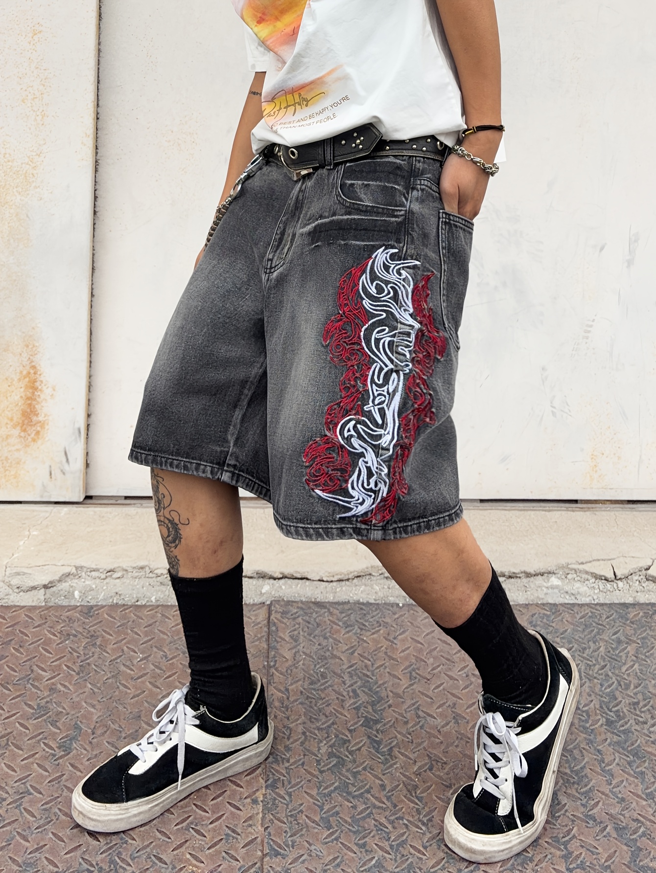 1pc mens shorts grey flame - Temu France