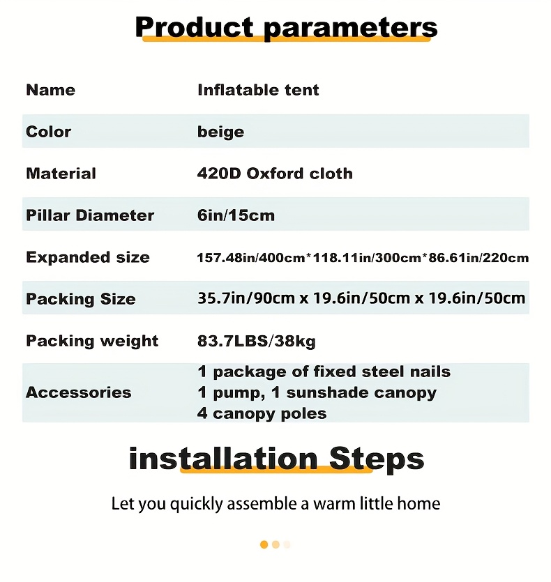 4 8 person   inflatable tent with hand pump 129   large space easy setup zip closure matching with a canopy   with   stove chimney opening tent for 4 season outdoor camping windproof high quality with mosquito Product details 7