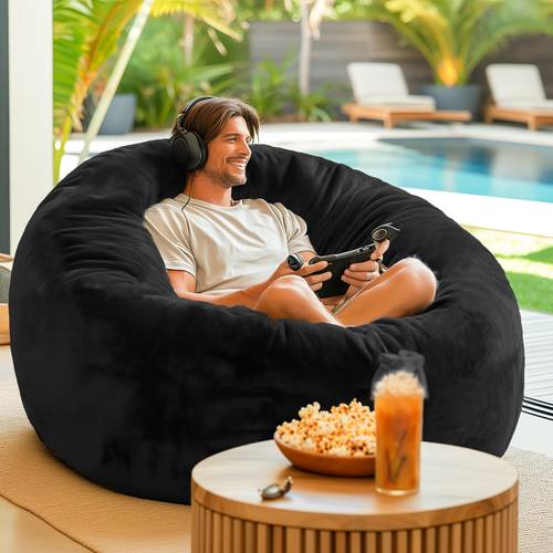 bean bag chair with filling measuring 5 ft to 6 ft comfortable bean bag chair for adults with premium foam added machine washable and with a soft mink bonded cover in 3 ft and 4 ft sizes