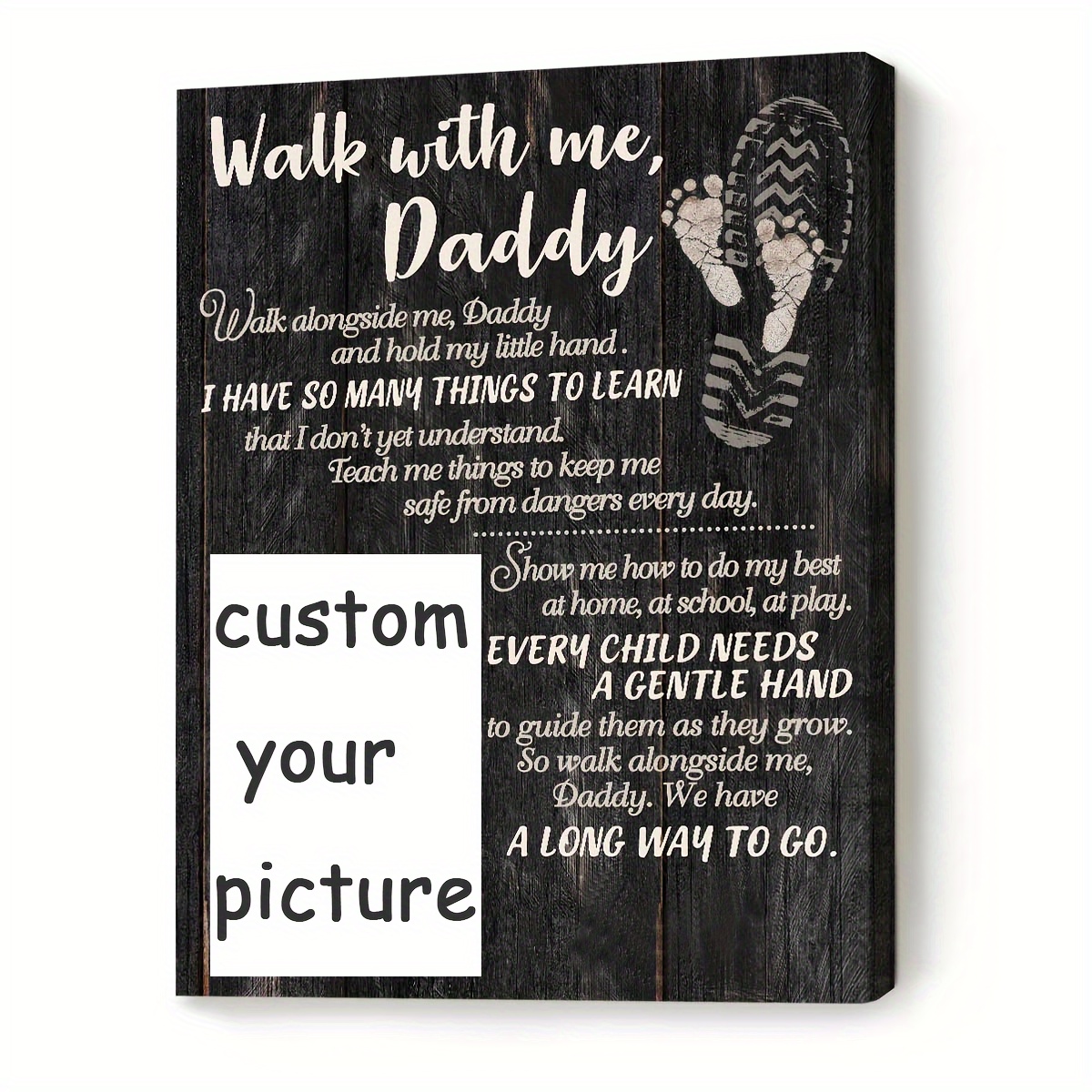 

Walk With Me Daddy Personalized Picture Canvas, First Father Day Gifts From Daughter, Fathers Day Gifts For New Dad Walls Decoration With Framed Ready To Hang 11.8inx15.7inch Eid Al-adha Mubarak